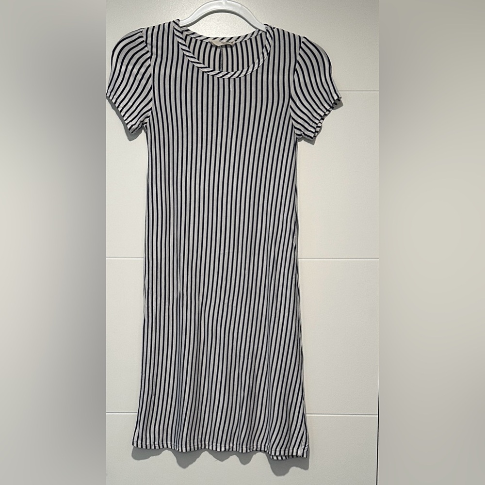 Forever Rose Couture Black and White Striped Midi Dress